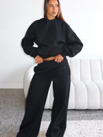 Come A Long Way Wide Leg Sweatpants Black