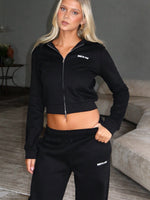 Comfy And Cute Slim Zip Front Hoodie Black