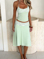 Cool Chaos Midi Skirt Sage Green