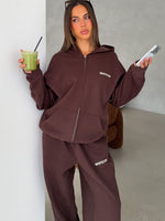 Core Classic Zip Front Hoodie Chocolate