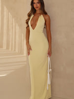 Cute Without Apology Halter Maxi Dress Lemon