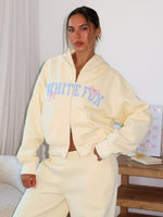 Daydreamers Madeline Boxy Zip Front Hoodie Lemon