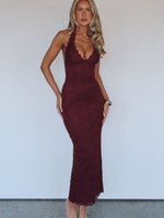 Destiny Lace Maxi Dress Burgundy