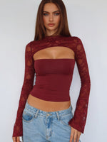 Devoted Love Long Sleeve Top Burgundy
