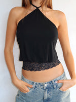 Endless Moment Cinched Waist Halter Top Black