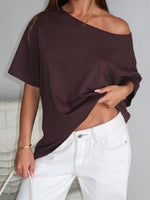 Give Me Options Off Shoulder Tee Chocolate