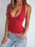 Hot Girl Halter Bustier Red