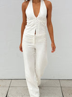 I Don't Compete Straight Leg Pants White