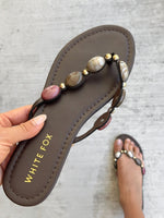 Kira Beaded Thong Sandals Chocolate