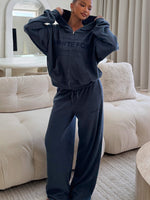 Leave Me Out Of It Waffle Wide Leg Sweatpants Navy