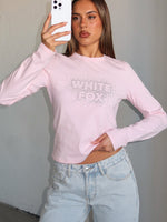 Let's Get Going Relaxed Long Sleeve Baby Tee Pink