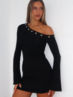 Live Loud Long Sleeve Mini Dress Black