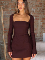 Living For Love Long Sleeve Mini Dress Chocolate