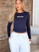Love Addiction Long Sleeve Baby Tee Navy