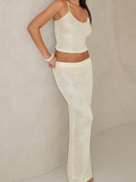 Star Shining Sequin Knit Maxi Skirt Lemon