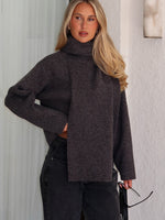 Luxe Layers Knit Sweater Charcoal