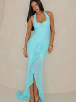 Main Character Energy Mesh Maxi Dress Aqua