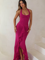 Main Character Energy Mesh Maxi Dress Fuchsia
