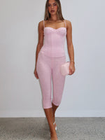 Vibe With Me Lace Capri Pants Baby Pink