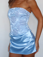 My Time Is Now Strapless Mini Dress Blue
