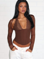 Never Walk Alone Long Sleeve Bustier Chocolate