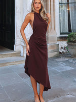 Night Hustle Halter Midi Dress Burgundy