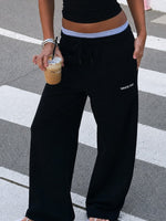 Off The Field Double Waistband Wide Leg Sweatpants Black