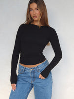 Only For Tonight Long Sleeve Top Black