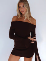 Parental Guidance Knit Mini Dress Chocolate
