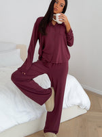 Pillow Talk Long Sleeve Pyjama Set Burgundy