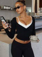 Power Princess Off Shoulder Long Sleeve Top Black