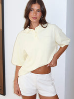 Pure Intent Oversized Short Sleeve Polo Shirt Lemon