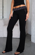 Saving My Heart Pants Black/White Polka Dot