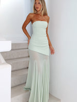Sending My Best Strapless Maxi Dress Matcha