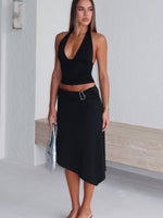 Sending My Love Asymmetric Midi Skirt Black