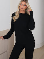 Slow Life Long Sleeve Pyjama Top Black