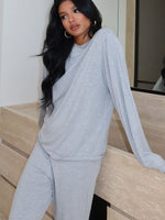 Slow Life Long Sleeve Pyjama Top Grey Marle