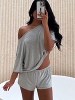 Slow Life Pyjama Shorts Grey Marle