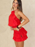 Flirt And Frill Mini Skirt Ruby