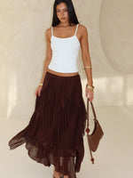 Sunset Strolls Midi Skirt Chocolate