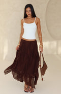Sunset Strolls Midi Skirt Chocolate
