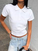 Sweet But Serious Cinched Waist Collared Top White