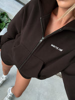 Test Drive Boxy Zip Front Hoodie Chocolate