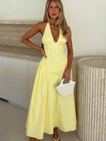 Tinsel Trouble Halter Midi Dress Lemon