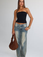 Tiny Drama Strapless Top Black