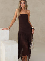 Venetian Dreams Strapless Midi Dress Chocolate