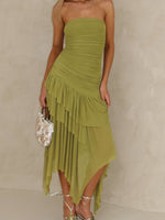 Venetian Dreams Strapless Midi Dress Matcha