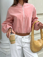 What Did I Miss Faux Suede Jacket Blush