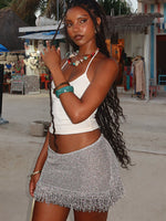 Cha Cha Knit Mini Skirt Silver